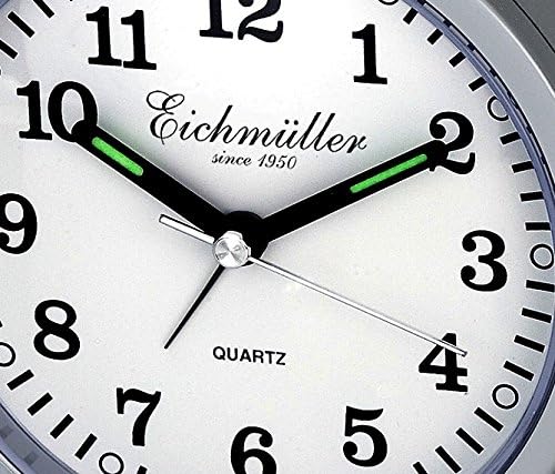 Eichmüller Wecker Silber mit schleichender Sekunde ohne lästiges ticken Licht