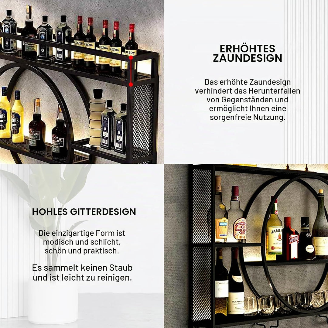 Generisch Modernes Weinregal Wand aus Metall, Bar Regal mit Glasregal, Wandmontage Wine Display-Stän