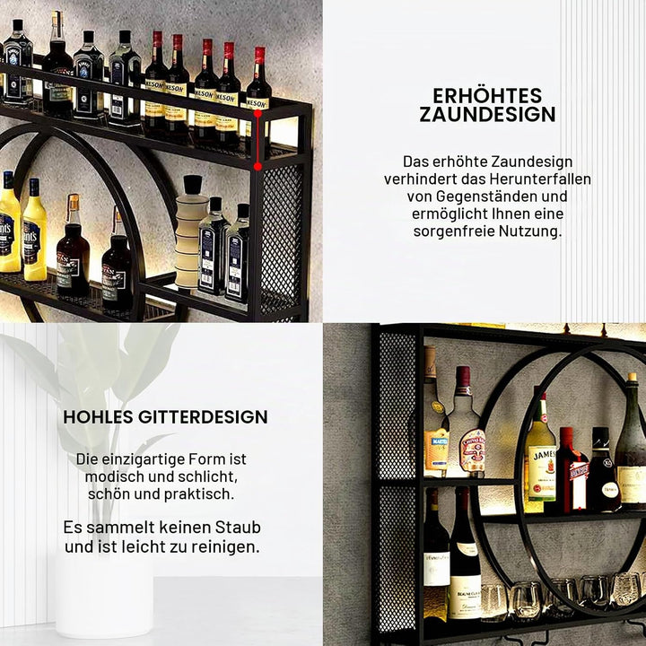 Generisch Modernes Weinregal Wand aus Metall, Bar Regal mit Glasregal, Wandmontage Wine Display-Stän