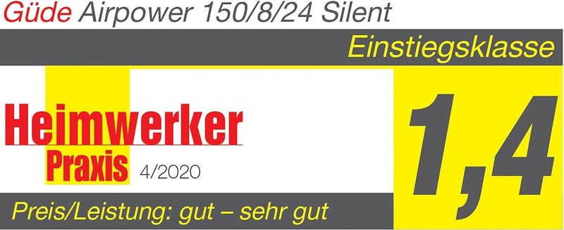 Güde 50136 Kompressor Airpower 150/8/24 Silent (Doppelkolbenaggregat Direktgetrieben, 0,75 kW, 230V,