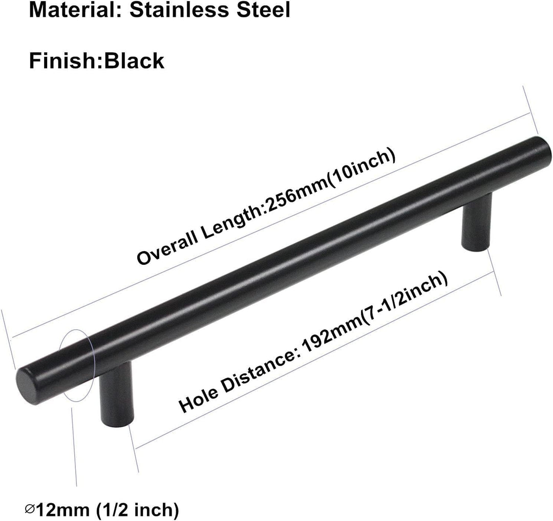 goldenwarm 15 Stück Möbelgriffe Schwarz 192mm Schrankgriffe Schwarz Griffe für Küchenschränke Türgri