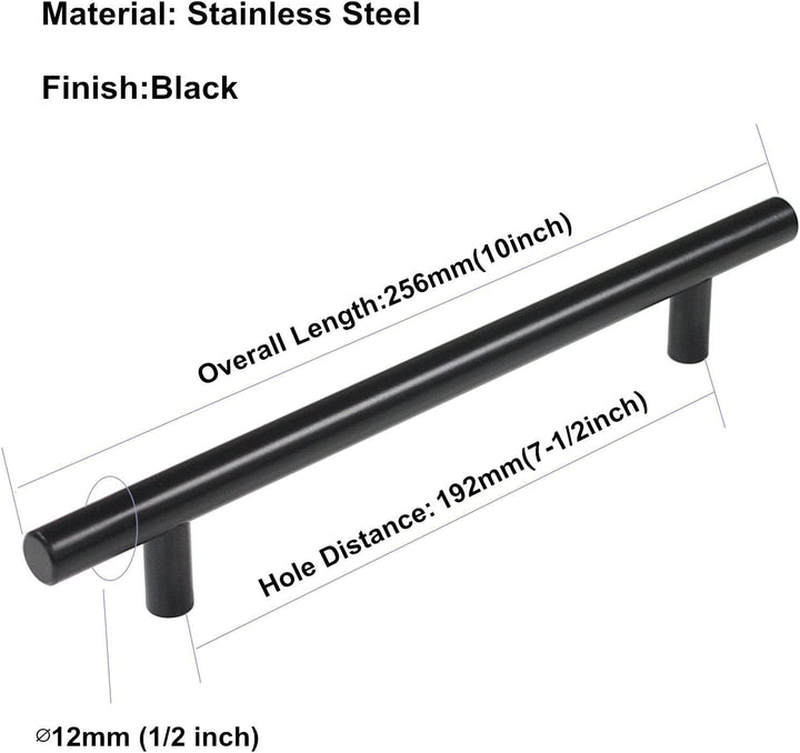 goldenwarm 15 Stück Möbelgriffe Schwarz 192mm Schrankgriffe Schwarz Griffe für Küchenschränke Türgri