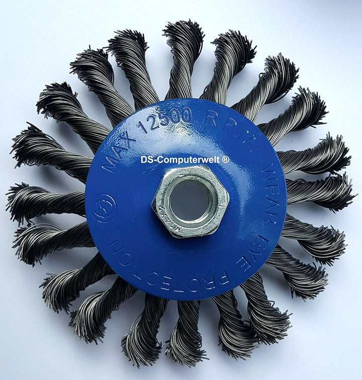 6 Kegelbürsten Ø 125 mm – gezopfte Schleifbürste – M14 x 2 Drahtbürste/Kegelbürste/Drahtbürste