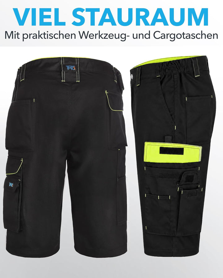 TMG | Arbeitsshorts für Herren, Kurze Arbeitshose mit Werkzeugtasche, robust &amp; strapazierfähig, Carg