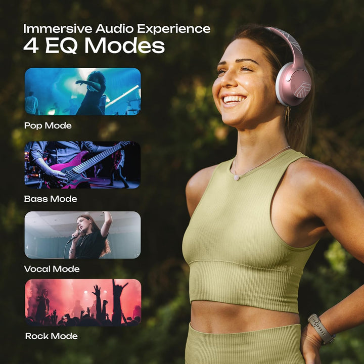 PowerLocus Bluetooth Kopfhörer Over Ear, 50 Std Spielzeit, 4 EQ-Modi, Kopfhörer Kabellos Faltbarer m
