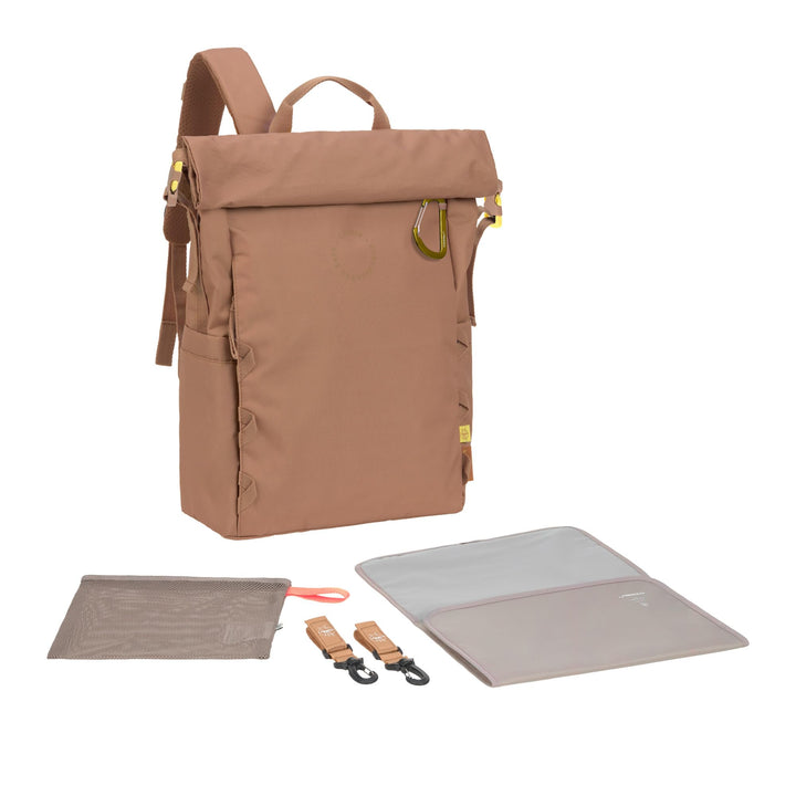 LÄSSIG Baby Wickelrucksack Wickeltasche Rucksack mit Wickelunterlage, Kinderwagenbefestigung, Flasch