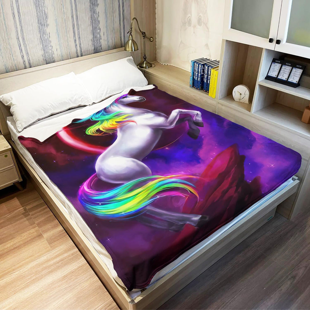 YISUMEI Decke 125x150 cm Kuscheldecken Sanft Flanell Weich Fleecedecke Bettüberwurf Einhorn Traum 12