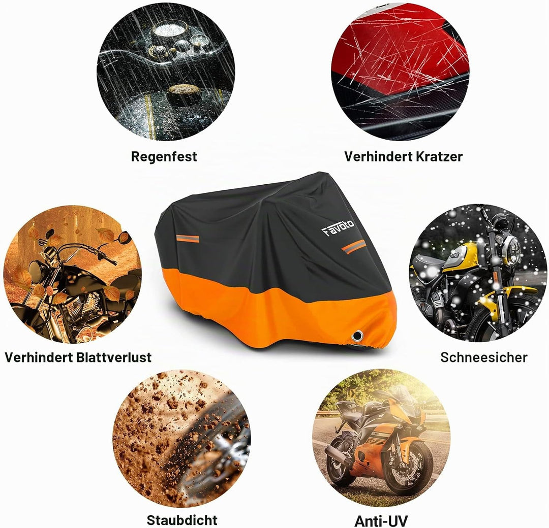 Favoto Verbesserte Version Wasserdicht Motorradabdeckung Motorrad Abdeckplane Outdoor Motorradgarage