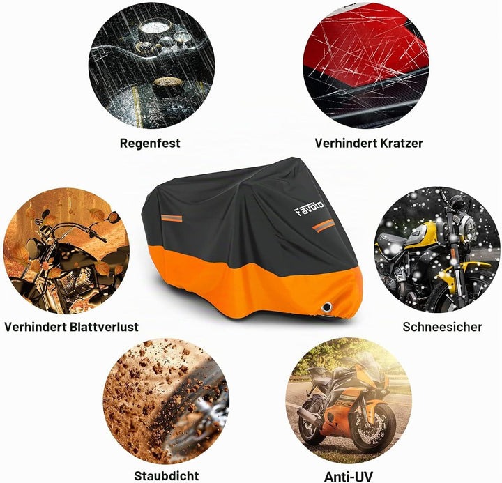 Favoto Verbesserte Version Wasserdicht Motorradabdeckung Motorrad Abdeckplane Outdoor Motorradgarage