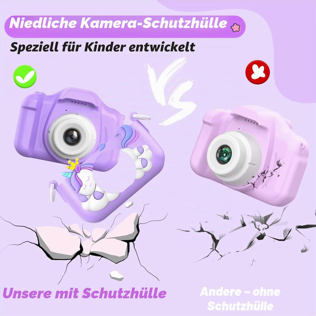 HOOMOON Dinosaurier Kamera für Kinder, Selfie-Kamera, Spielzeug, Mädchen, Jungen, SD-Karte 32 GB, HD