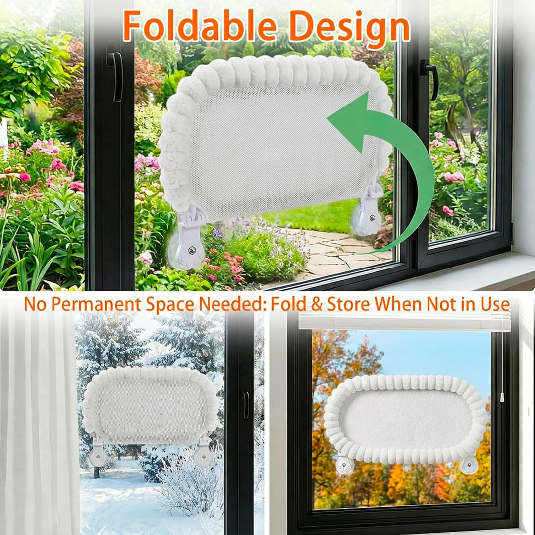 Homegroove Katzen-Fensterliege, 60 x 30 cm Faltbare Katzenhängematte für das Fenster mit 4-seitiger