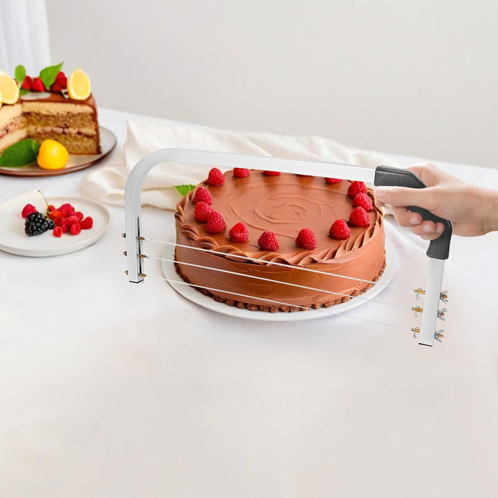 3-Draht Torten-Teiler & Leveler – Höhenverstellbarer Kuchenschneider mit 3 Edelstahl-Drähten (0,39–9