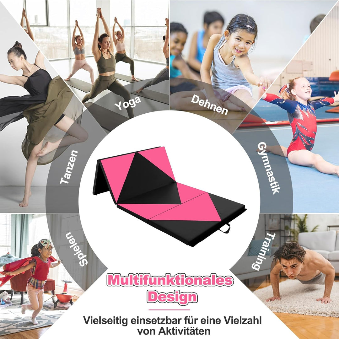 COSTWAY Weichbodenmatte klappbar, Gymnastikmatte tragbar, Yogamatte Turnmatte Klappmatte Fitnessmatt