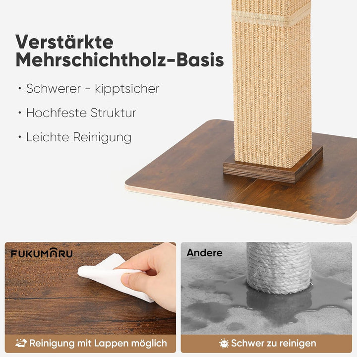 FUKUMARU Kratzbaum, 73 cm hocher Katzenbaum mit 46 x 36 cm Plattform, Retro-Stil hoher Kratzbaum mit