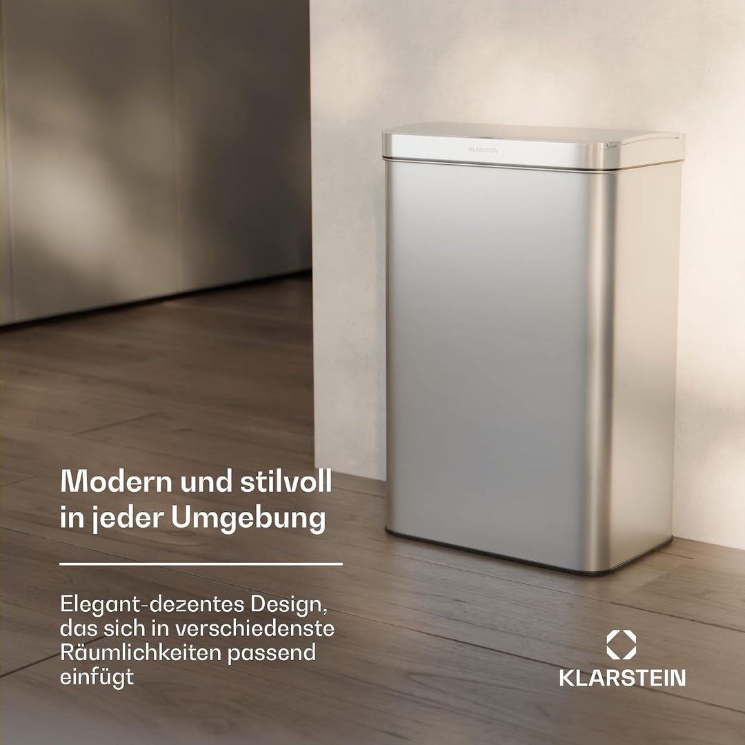 Klarstein 60 L Edelstahl-Sensormülleimer mit Softclose-Deckel, LED-Bedienfeld, berührungslos - zweif