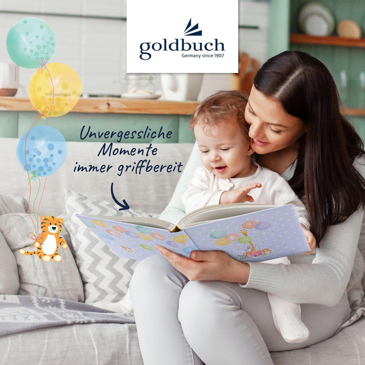 goldbuch 15 403 Babyalbum Balloon Party, Babybuch 30 x 31 x 4 cm, Fotoalbum mit 58 weissen Blankosei