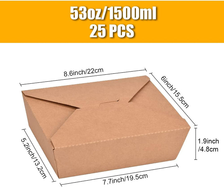 Kraftpapier Lunchbox, 25 Stücke Kraftkarton Snackboxen, Take Away Box, Öl und Wasserdicht, für Sandw