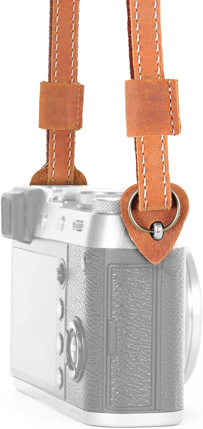 MegaGear MG1999 SLR, DSLR Schulter- oder Nackengurt aus echtem Leder (Kamel), Einheitsgrösse Camello