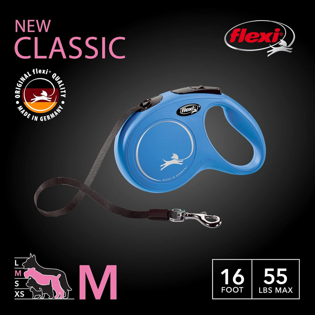 FLEXI CL2MT5.250.BL Hundeleine, einziehbar, 4,9 m, Grösse M, Blau, Grösse M, 4,8 m, Medium - 16 Feet