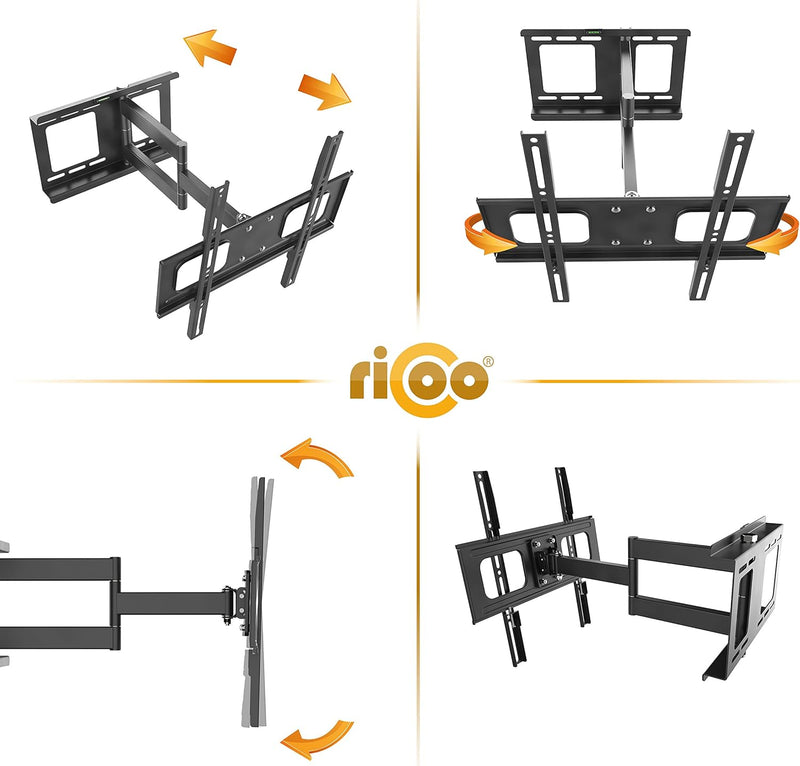 RICOO TV Wandhalterung Fernseher Schwenkbar Neigbar Flach für 32-60 Zoll, Universal TV Halterung S25