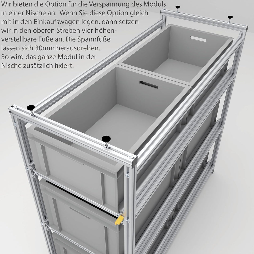 Stellfüsse zum Verspannen für den Heckauszug Tinobu, M8x50 Spannfüsse, grosser Spannfuss verstellbar