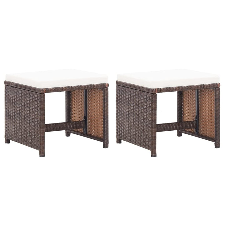 vidaXL 2X Gartenhocker mit Sitzkissen Sitzhocker Hocker Rattanhocker Gartenmöbel Fusshocker Garten B