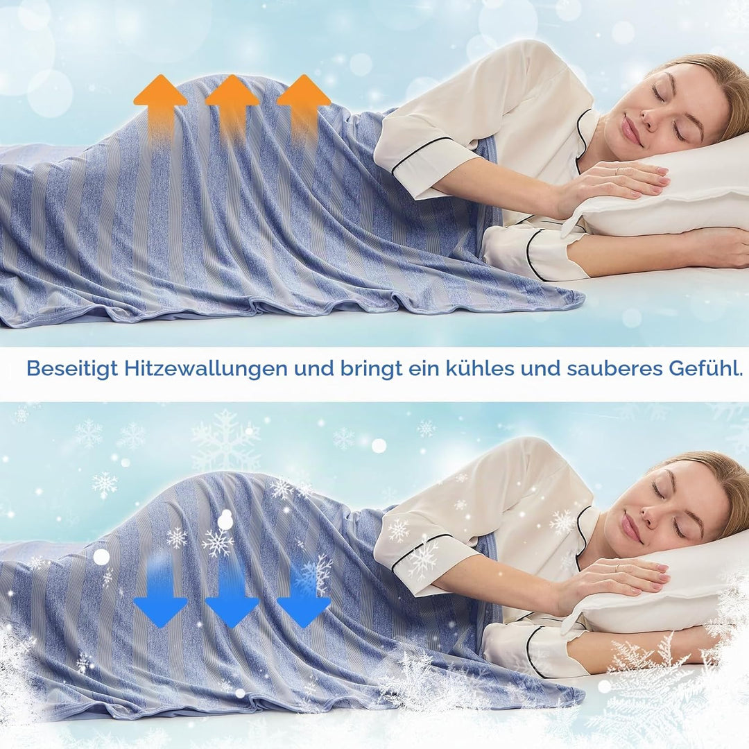 EMME Kühldecke Kühlende Decke,Arc-Chill Q-Max>0,5, 2 in 1 Doppelseitige Dünne Sommerdecke, Leicht At