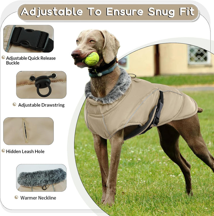 Wintermantel Fleece für Hunde, Hundemantel Wasserdicht Hundejacke Warme Weste Hundekleidung Winter f