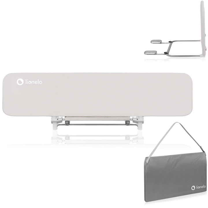 Lionelo Lora XL Tragbares Bettschutzgitter für Kinder, Neigungsverstellung bis 180°, klappbares Schu