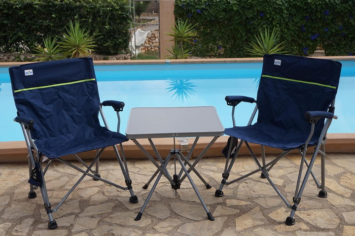 Camping Reise -Set Holly' S JUBILÄUMSET - 2 FALTSTÜHLE + 1 KLAPPTISCH + TRAGTASCHE