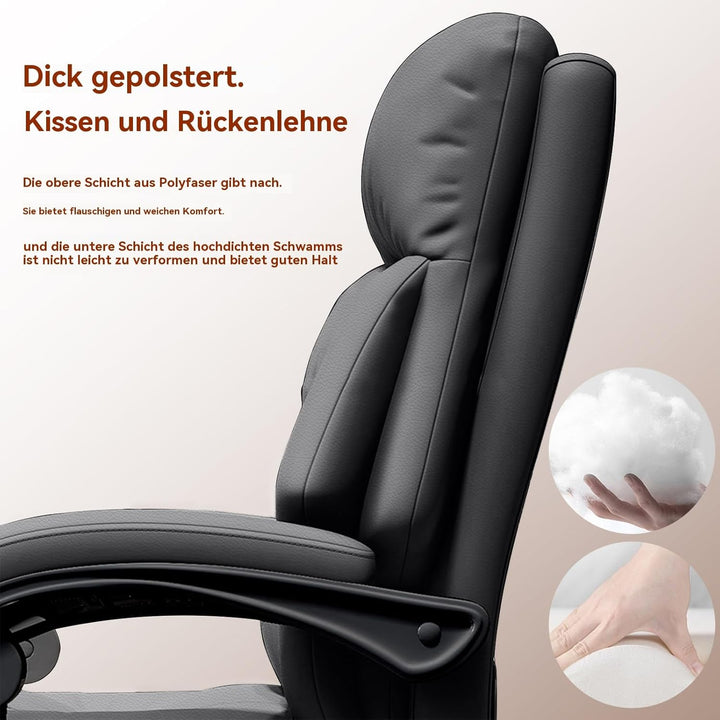 Bürostuhl mit Beinstütze Chefsessel mit Rollen Computer-Gaming-Stühle mit hoher Rückenlehne Verstell