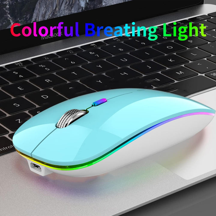 Uiosmuph G12 Maus Kabellos, Leise Wiederaufladbar Wireless Mouse,Blau Blue, Blue