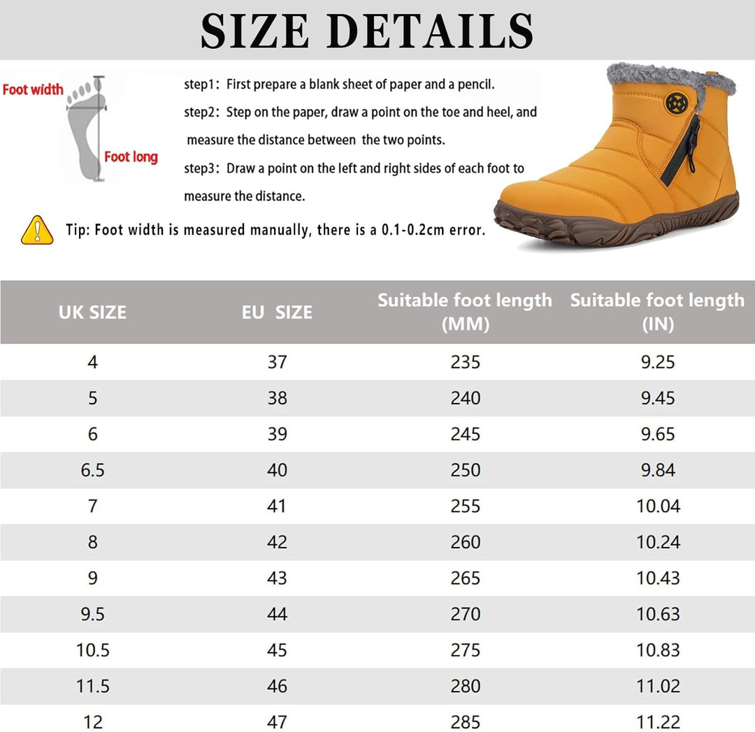 Barfussschuhe Herren Gefüttert Winterschuhe Damen Warm Winterstiefel Winter Rutschfeste Breite Zehen