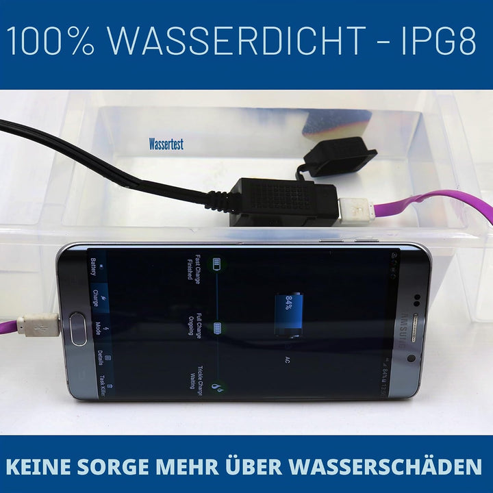 MOTOPOWER MP0609EA-UK 3,1 Amp USB-Ladegerät für Motorrad, wasserdicht, mit SAE-Klemmenkabel