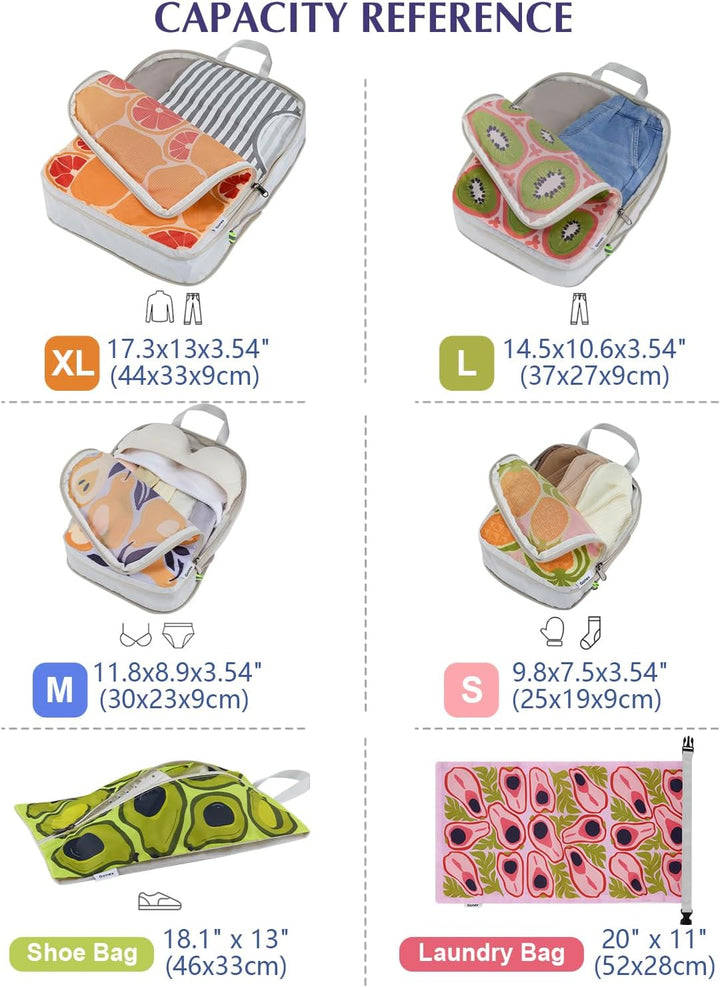 Gonex Compression Packing Cubes 6er Set, Gonex Kleidertaschen 6-teilig Verpackungswürfel, Kleidertas