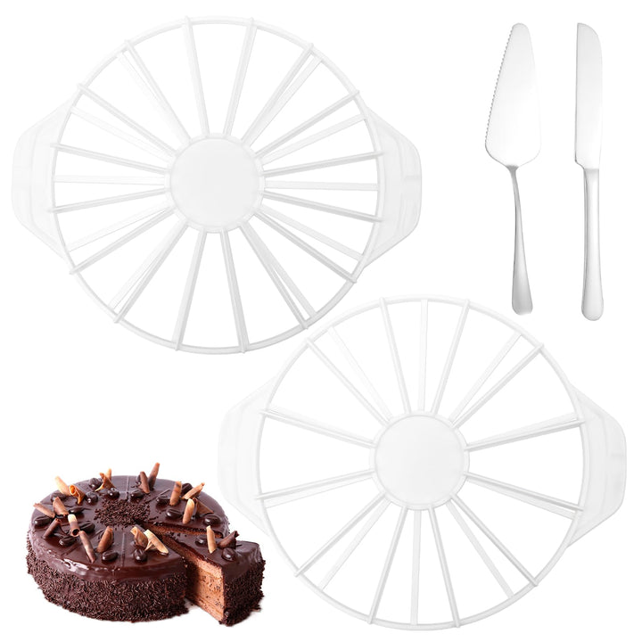 2 Stücke Torteneinteiler 10/12 14/16 Stücke Kuchenteiler Rund mit Kuchenmesser und Tortenheber, Kuch