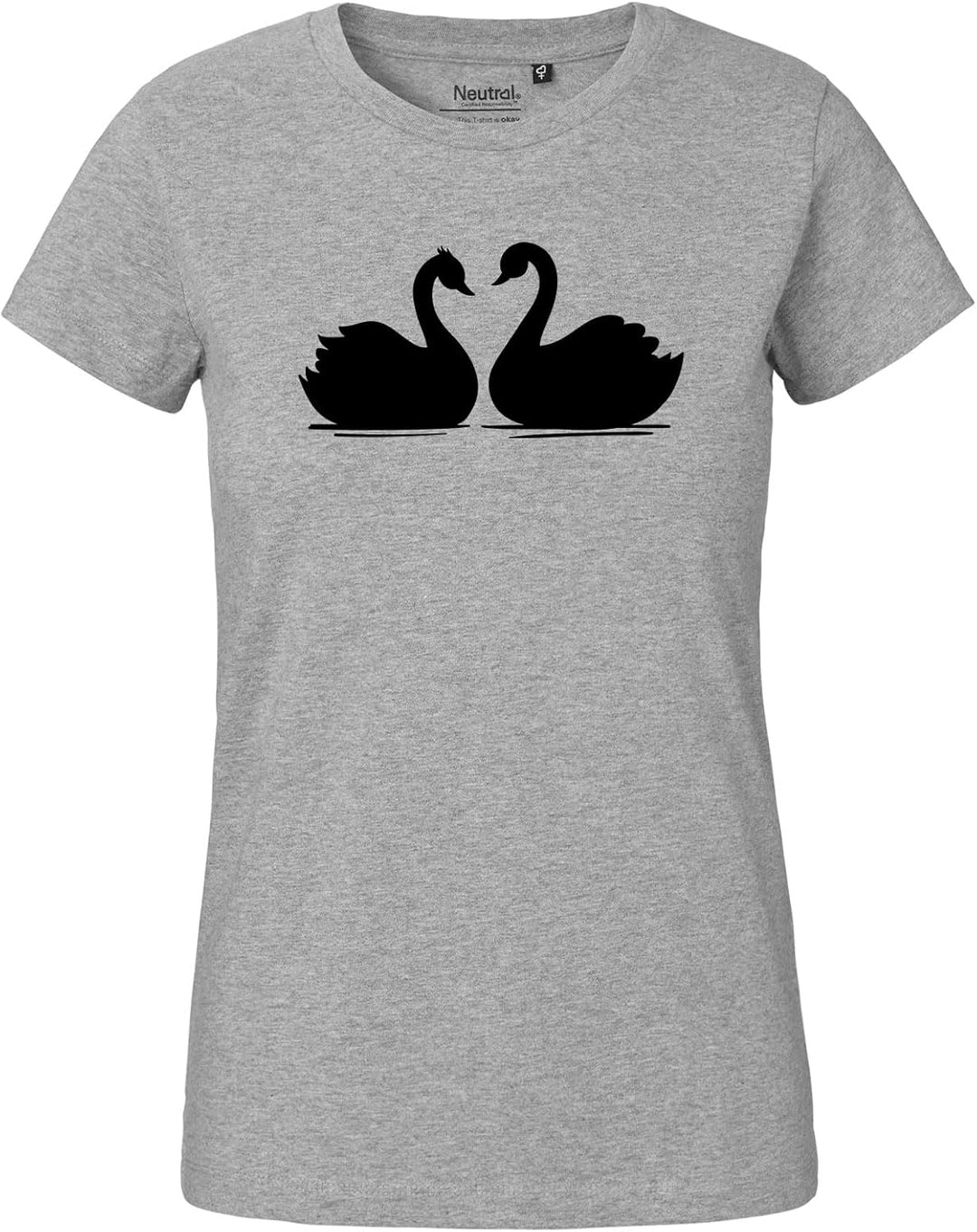 huuraa Damen T-Shirt Schwan Pärchen Geschenk Oberteil Grösse XS-XXL Bio Baumwolle Fairtrade Schwan P
