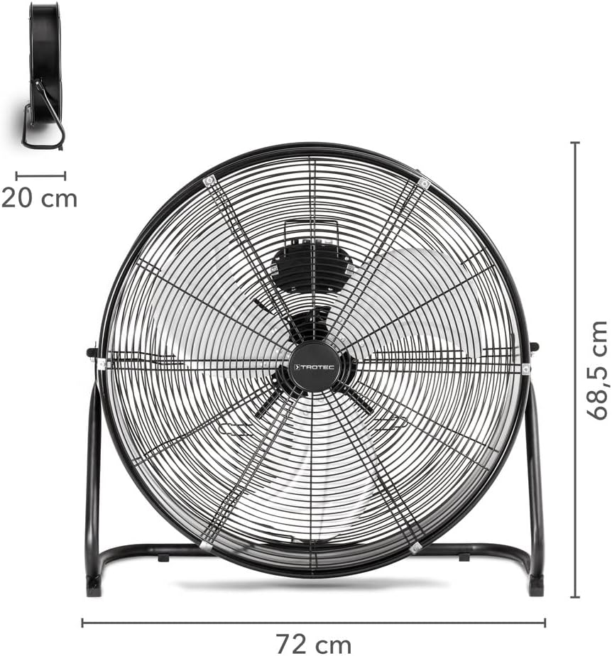 TROTEC Bodenventilator TVM 24 D – 124 Watt, Neigungswinkel 135°, 3 Stufen, Ø 60 cm, kippfester Stand