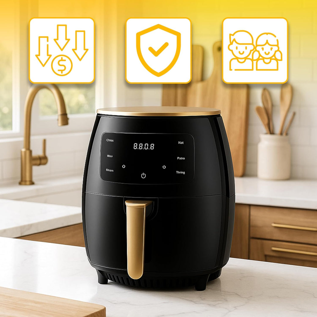 Retoo Heissluftfritteuse XXL 4,5L Airfryer mit 2400W Leistung, LED-Touchscreen, 6-in-1 Funktionen, H