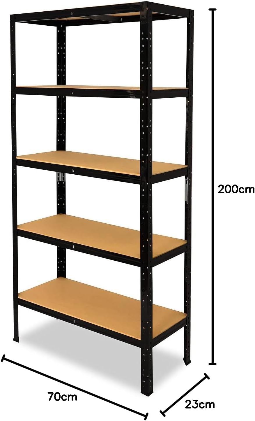 shelfplaza® 200x70x23cm Black Schwerlastregal schwarz/Metallregal schwarz 5 Böden à 175kg Tragkraft/