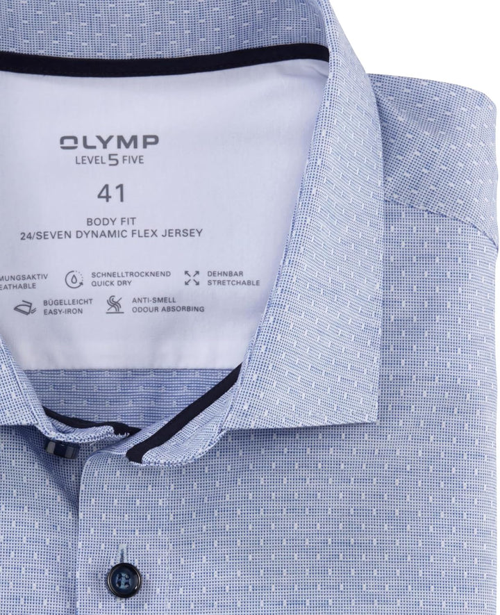 OLYMP Herren Businesshemd Langarm Level Five 24/Seven,Uni,Body fit,Modern Kent 38 Royal 19, 38 Royal