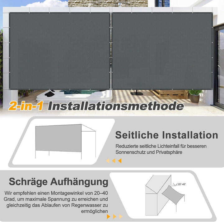 LOVE STORY Sonnenschutzt Sonnensegel,2.5x3m Rechteckig Schattennetz mit Ösen, Wasserdichter Polyeste