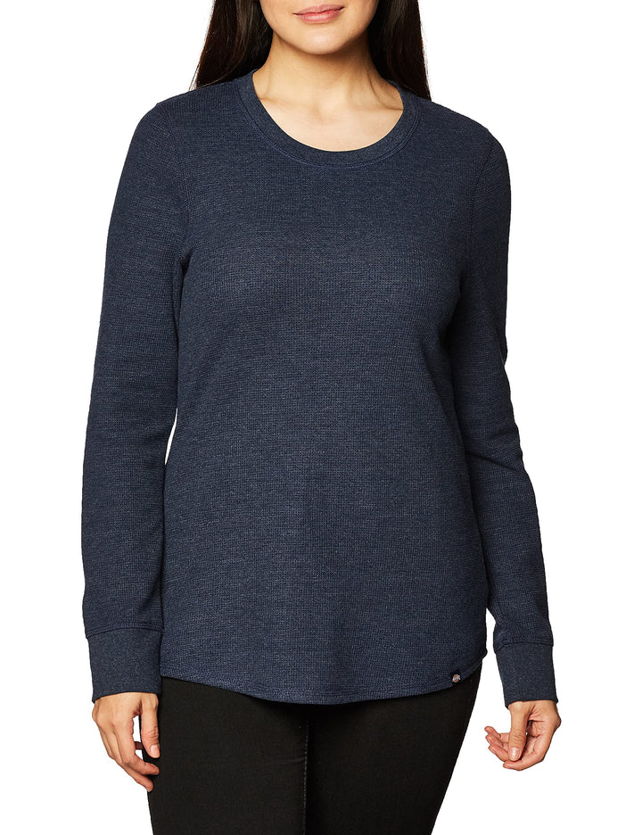 Dickies Damen Long Sleeve Crew Neck Thermal Arbeits-T-Shirt 1X Tinte Navy Single Dye, 1X Tinte Navy