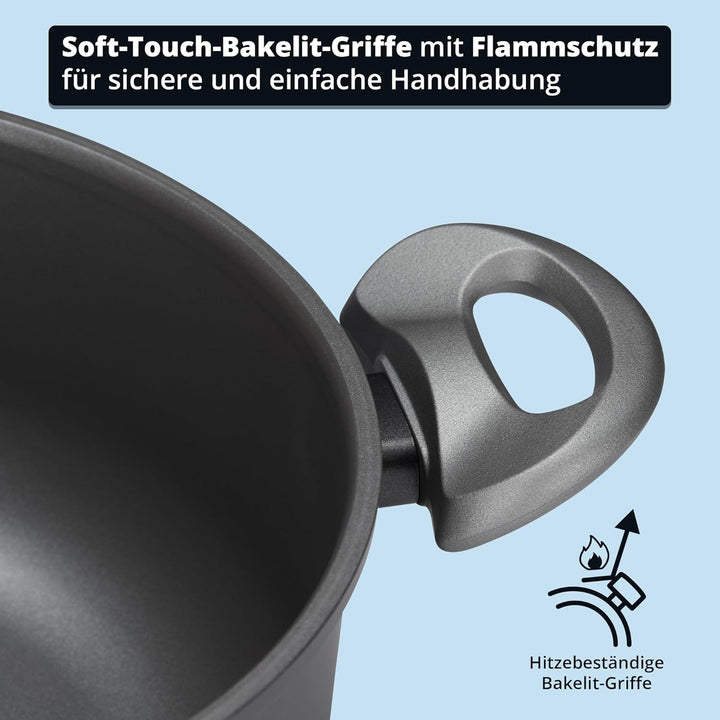 KHG Topf- und Pfannenset 5-teilig Induktion Antihaftbeschichtung Spülmaschinengeeignet - geschmiedet