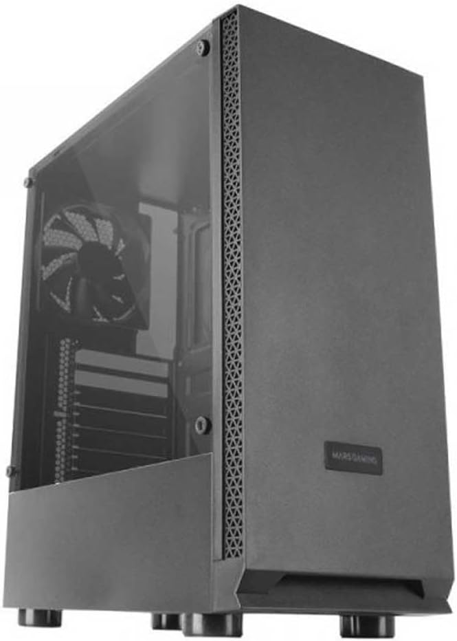 Mars Gaming MCN2, ATX Gaming PC Gehäuse, Volles Seitenfenster, Frontgitter, Doppelkammer Design, 12c