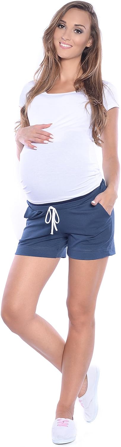 MijaCulture Kurze Umstandsshorts/Umstandshose mit Bauchband für Sommer 4091 XS Blau, XS Blau