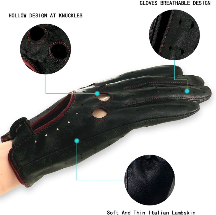 Damen Retro Weiche nd Dünne Ausgezeichnete Lammfell Leder Qualität Touchscreen Fahrhandschuhe Medium