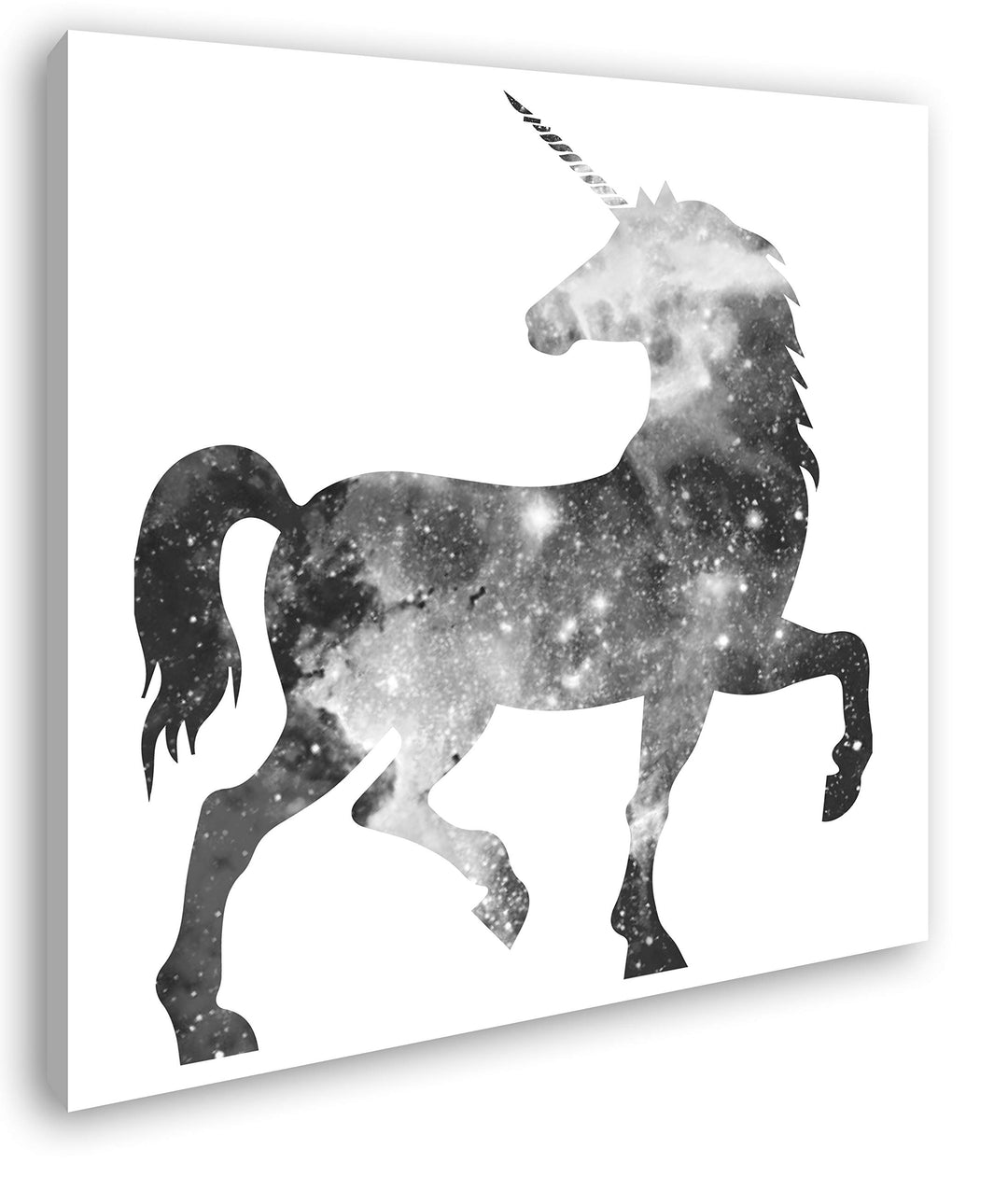 deyoli Galaxie-Einhorn Format: 70x70 Effekt: Schwarz&Weiss als Leinwandbild, Motiv fertig gerahmt au
