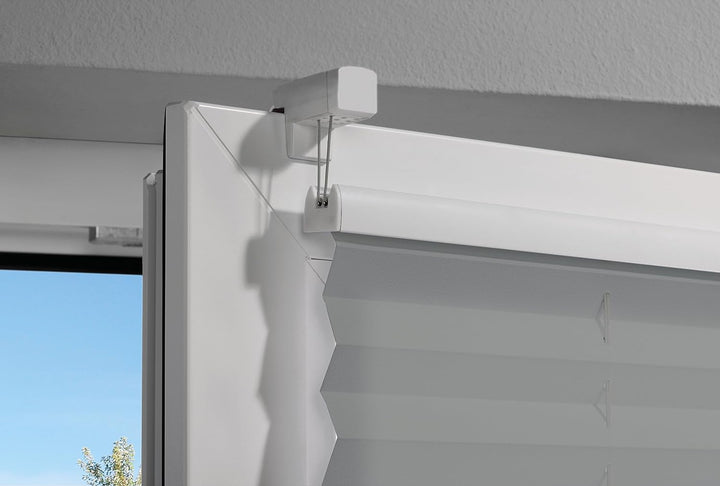mydeco® 80x130 cm [BxH] in hellgrau - Plissee Jalousie ohne bohren, Rollo für innen incl. Klemmträge