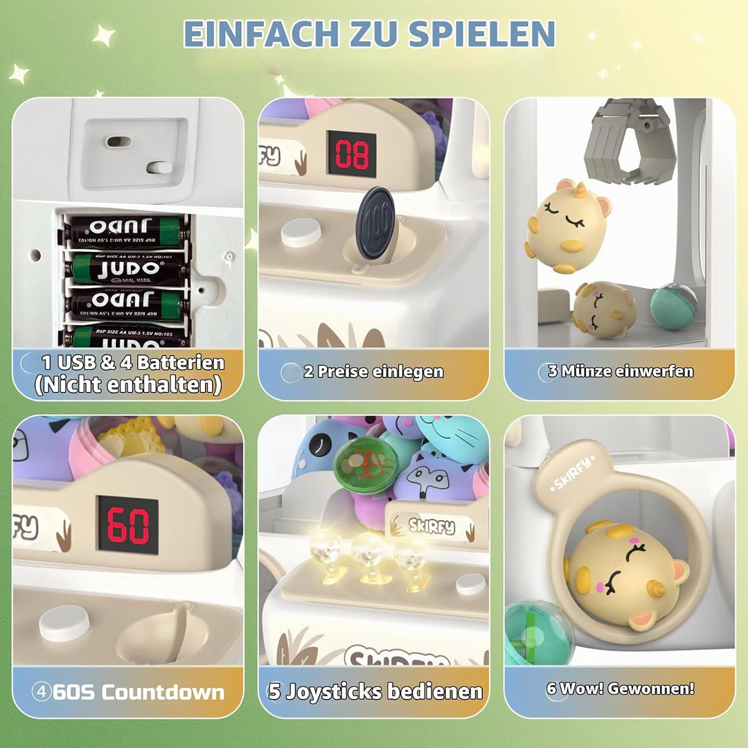 Skirfy Greifautomat für Kinder, Bärenspielzeug für Mädchen ab 6 Jahren, Mini-Verkaufsautomat für Kin